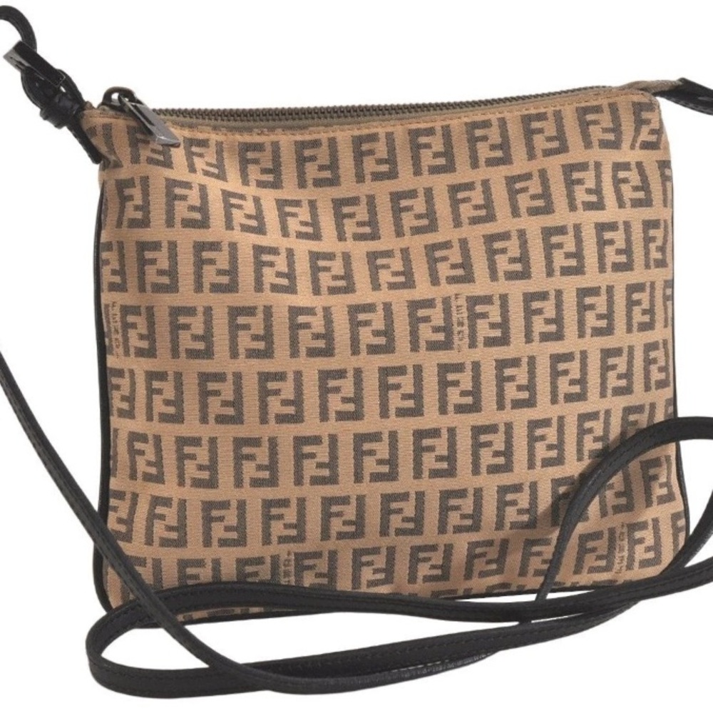Fendi Beige and Black Logo Crossbody Bag